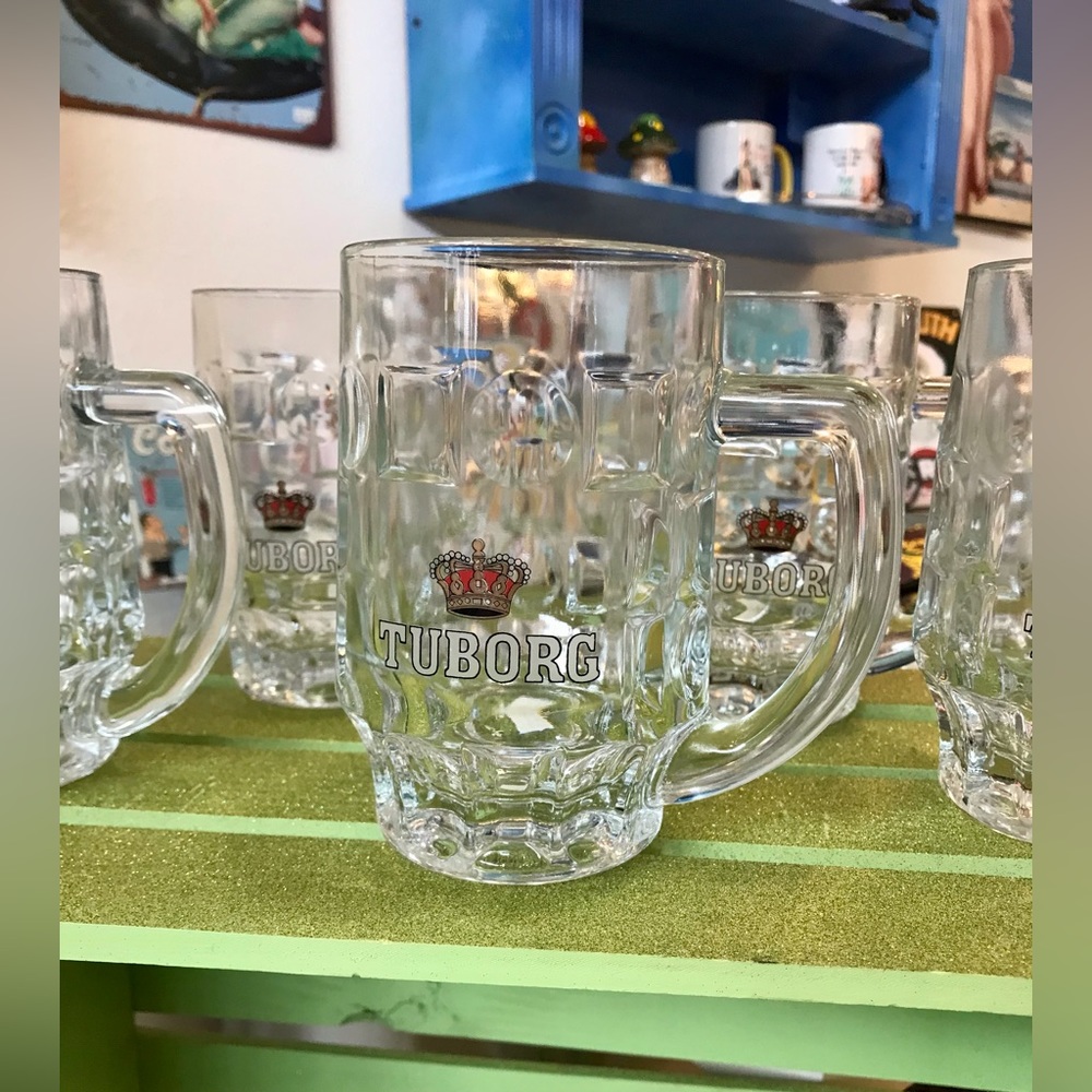 Vintage Tuborg Crown Glass Beer Mug Cup